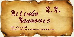 Milinko Naumović vizit kartica